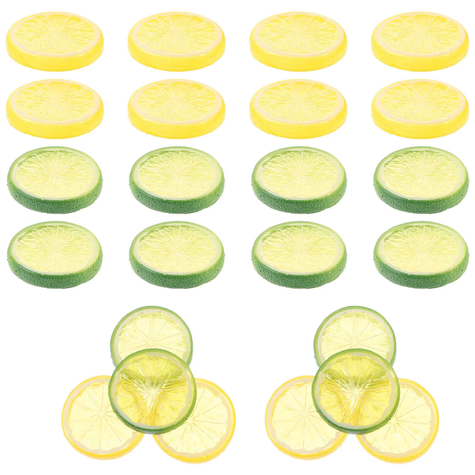 24Pcs Artificial Lemon Slices Realistic Simulation Faux Citrus Decor for Kitchen Photography Props Party Decorations Home Table