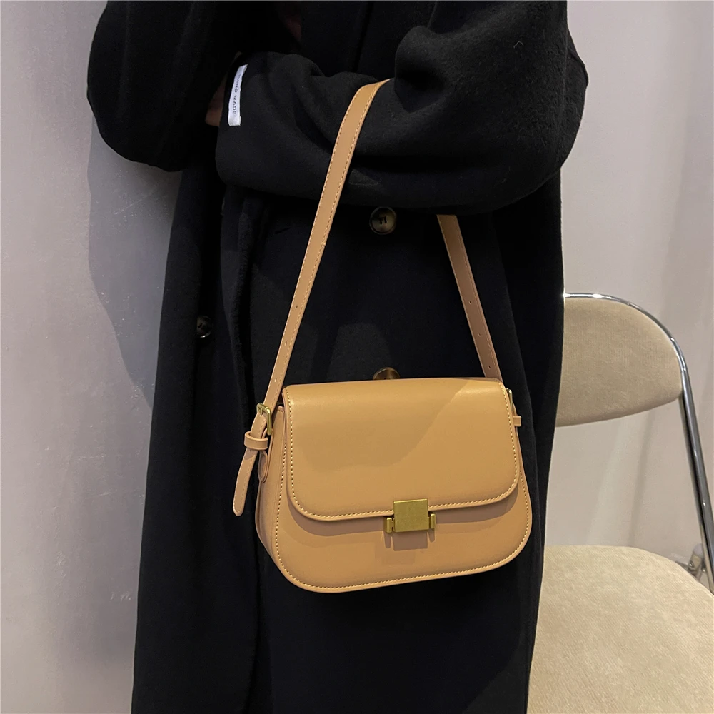 Burminsa 3 Layers Saddle Small Underarm Shoulder Bags For Wome 2023 Trend Luxury Designer Crossbody Bag Leather Ladies Handbags