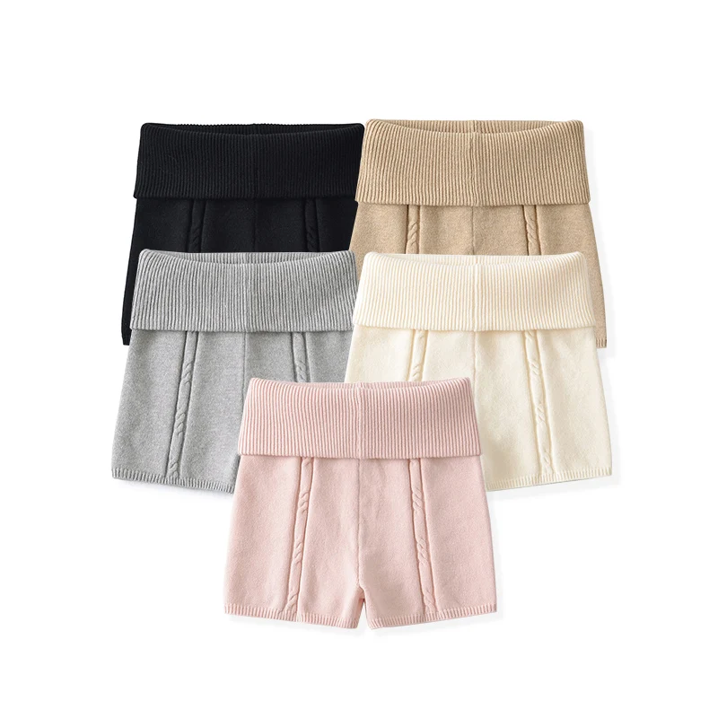 

Summer Clothes Casual Shorts Woman Knit Fold Over Shorts High Waisted Slim Fit Stretchy Yoga Shorts Active Jogger Sweater Shorts