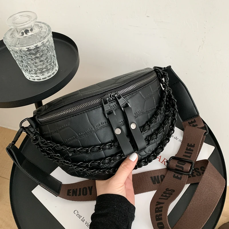 Markowa damska torba na talię wysokiej jakości skórzana torba na klatkę piersiowa modna łańcuszek na talię torebka damska Crossbody luksusowa piterek