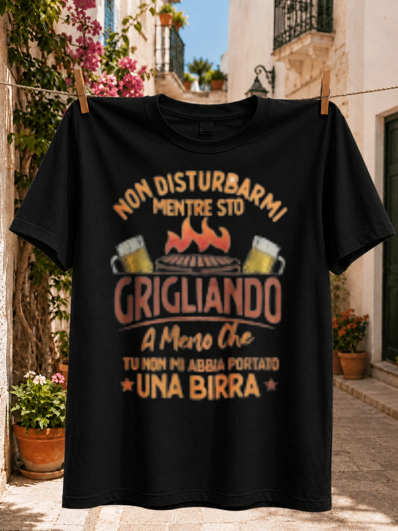 Do Not Disturb Me While I Am Grilling Unless You Brought Beer Graphic flaming barbecue grill and  Unisex All T-Shirt