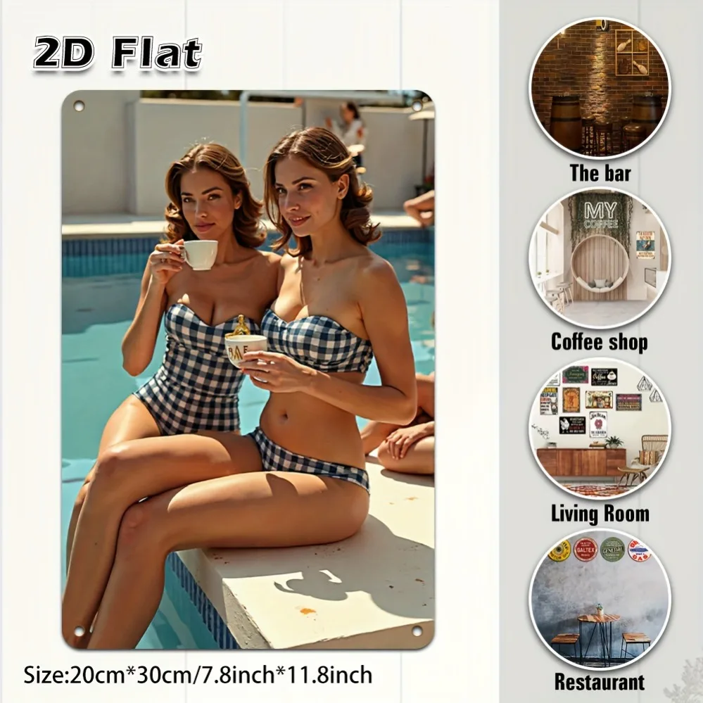 

Vintage 70s/80s Retro Pool Sign - Heavy Aluminum Metal Poster for Home, Bar, Garage Decor - Easy Install, Great Gift for Parties