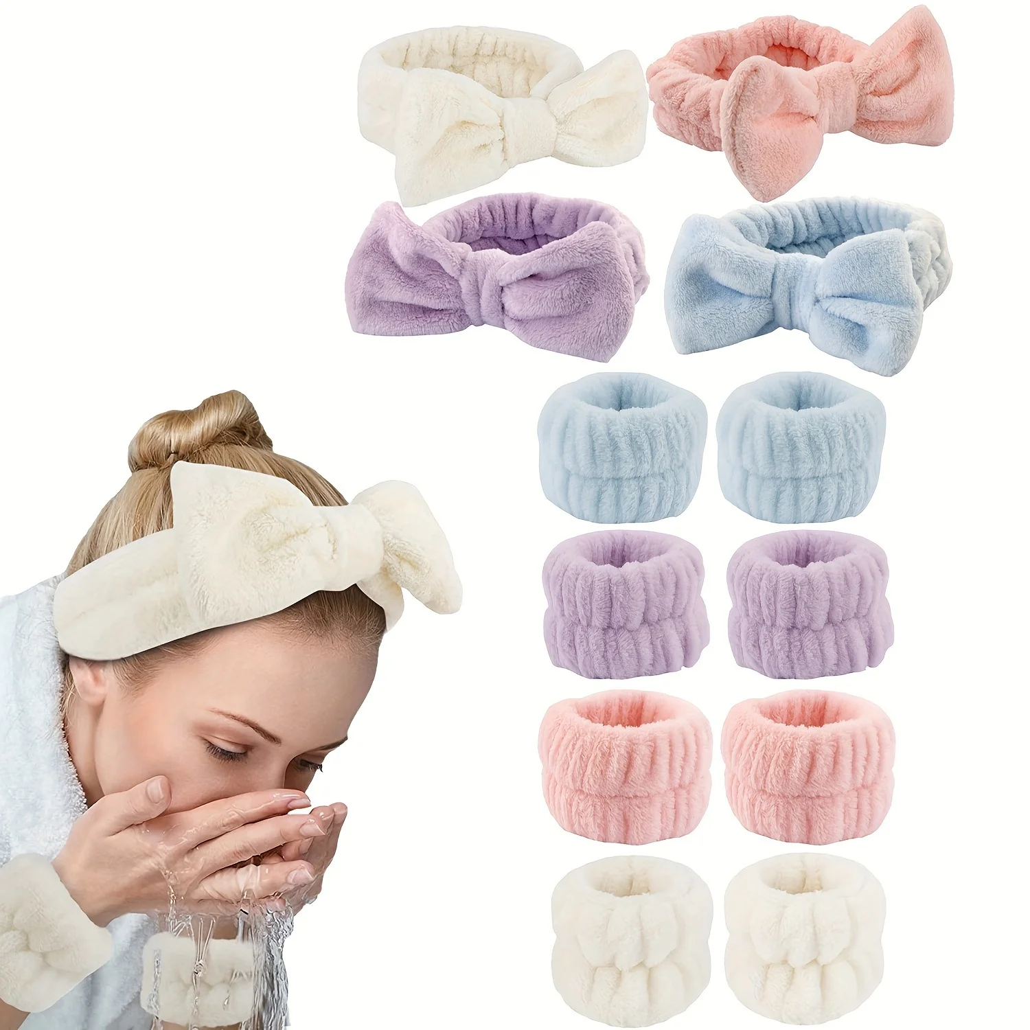 

Women's Soft Plush Bow Headband | Elastic Design, Suitable for Face Washing and Makeup Application, Available in Various Soft Colors, Comfortable and Practical Hair Accessory.