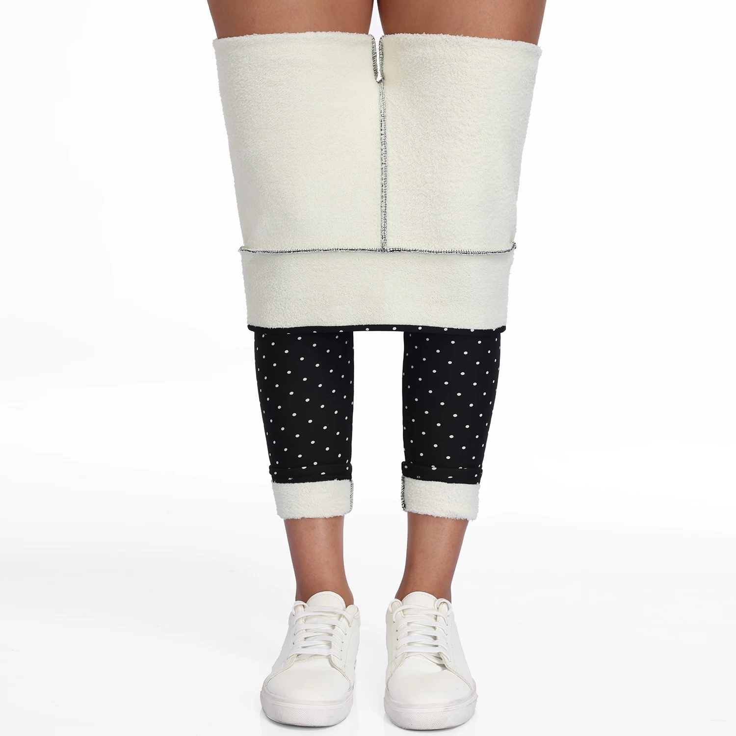 Dot Velvet Leggings Women Pants Autumn Winter High Waisted Stretch Warm Trousers Thicken Thermal Elastic Waist Slim Trousers