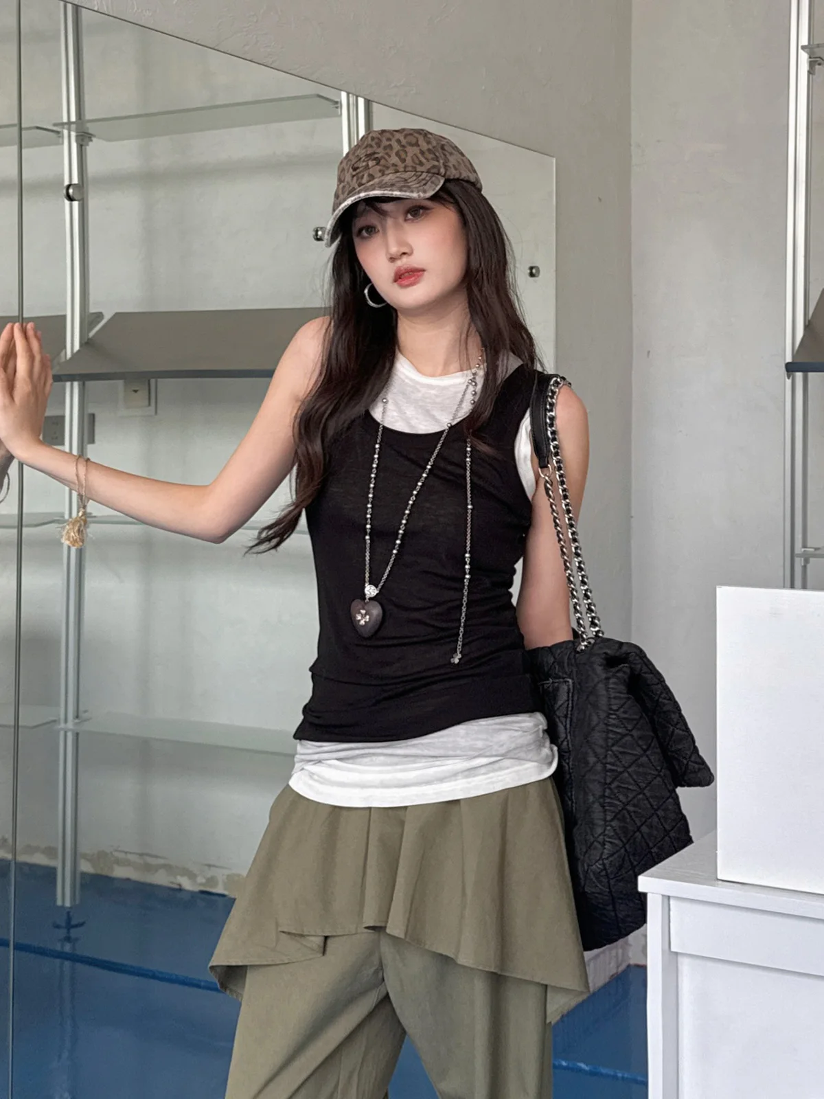 

Brand e If Summer Tee-Piece Vest Set Sli Commute Straight Tube Wool 23% Other 77% Regular Length Pure Color