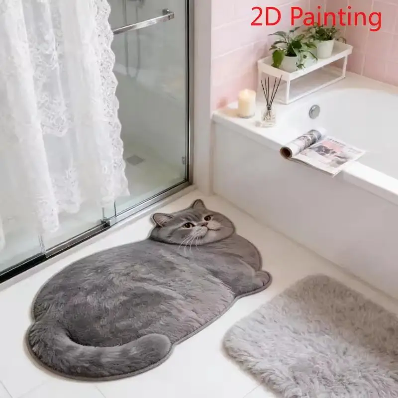 New 3D Cute Cat Shaped Diatomite Bath Mat Super Absorbent Non-slip Quick Dry Bathroom Doormat For Cat Lover Home Decor Gift