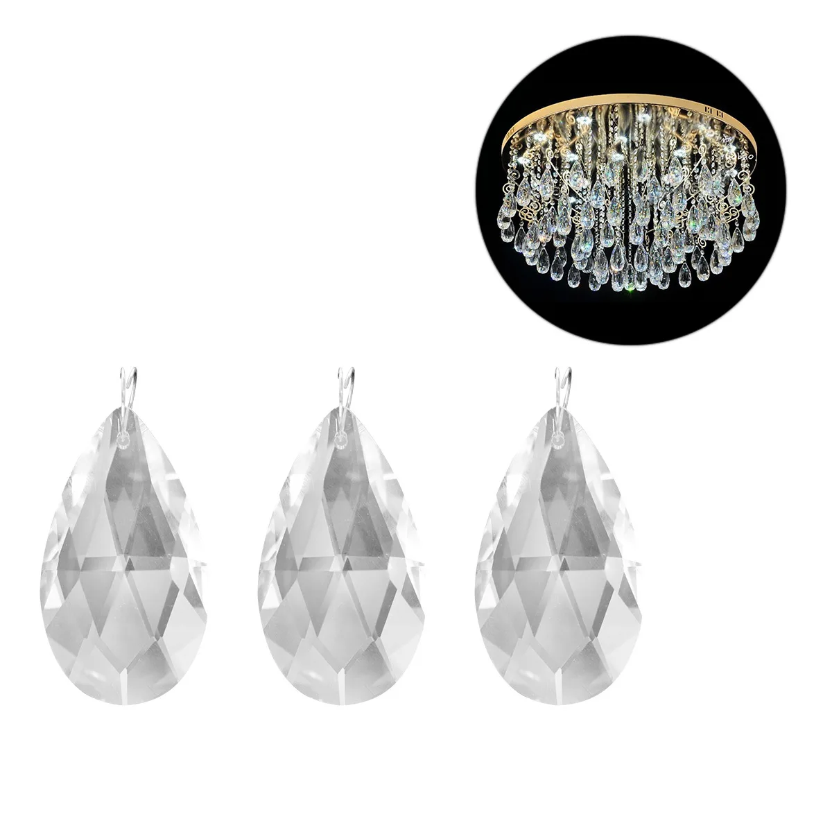 

24Pcs 30mm Water Drop Shape Crystal Pendant Light Refraction Home Office Decor Water Drop Shape Pendant Crystal Ball