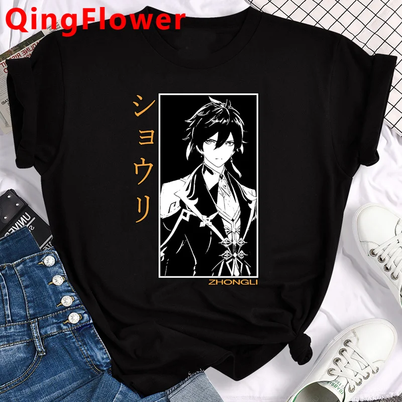 Genshin Impact Xiao Kaedehara Kazuha Hu Tao t-shirt male vintage  clothes t-shirt couple clothes graphic tees women