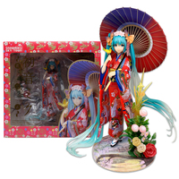 23CM Anime Hatsune Miku Figure 1/8 Hanairogoromo Kimono Dress Up Model Standing Umbrella Doll Toy Gift Collection Action Figure