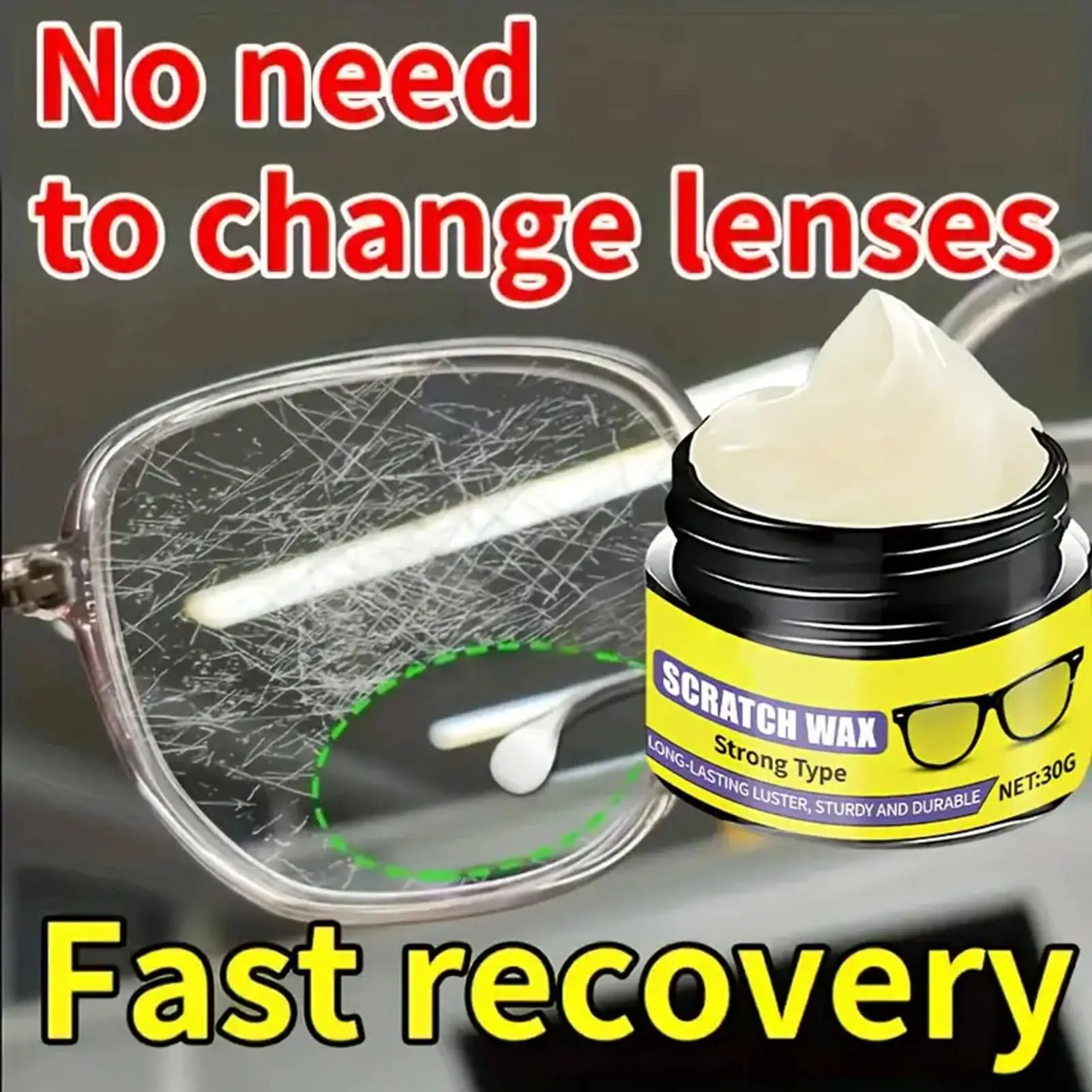 Eyeglass Scratch Remover 30g Lens Scratch Remover Eyewear Lens Grinding Repair Cleaner Multifunctional Lens Cleaning cream