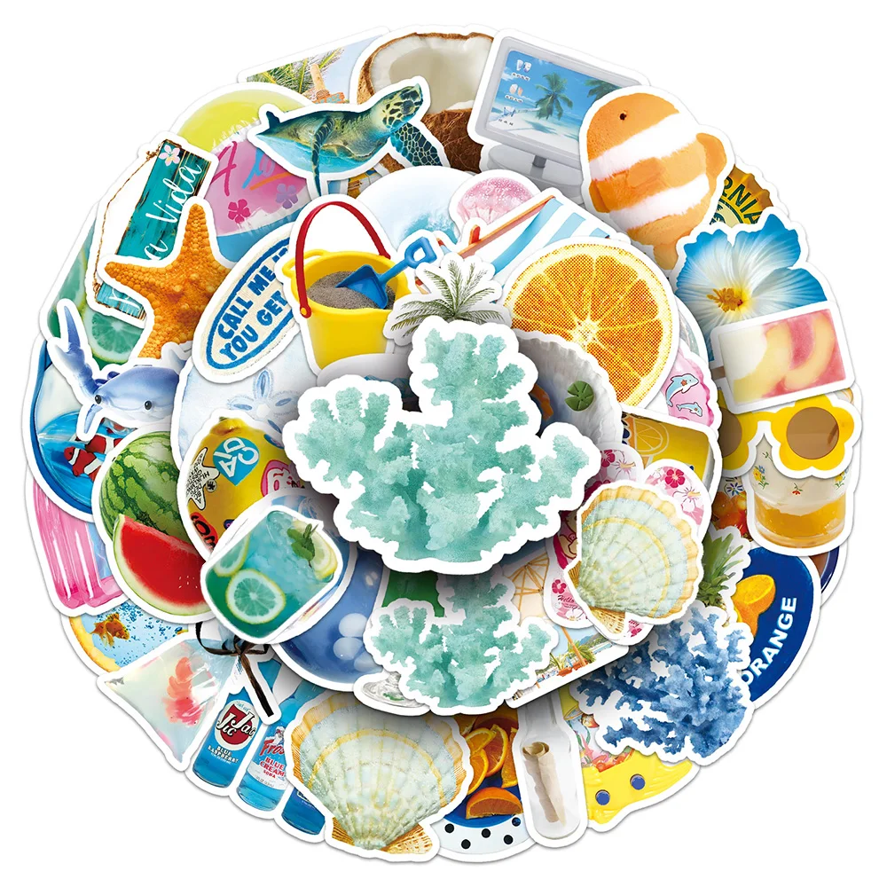 10/30/50 SZTUK Kreskówkowe Letnie Plażowe Naklejki Graffiti Estetyczne Kawaii Kalkomanie DIY Bagaż Laptop Wodoodporne Naklejki Dekoracyjne INS