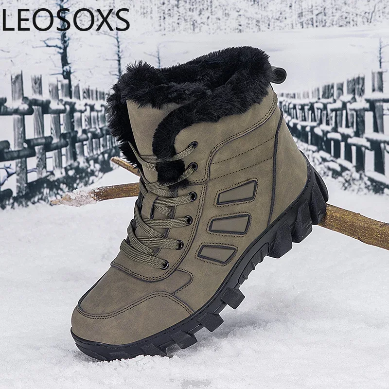 Men's Boot Motorcyclist Boots  Anti-slip Water Proof Lace-up Round Toe LEOSOXS Explosive Style Wear-resistant  Winter Shoes New