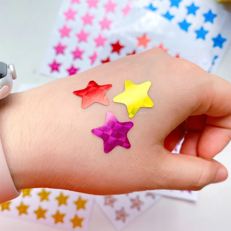 350pcs Five-pointed Star Sealing Stickers Color Student Reward Gift Holographic Manicure DIY Handmade Decorative Label Sticker