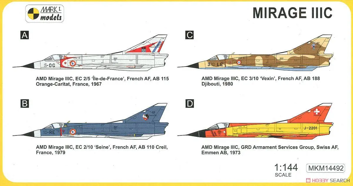 Mark.I Models MKM14492 1/144 MIRAGE IIIC DELTA WING FIGHTER Model Kit