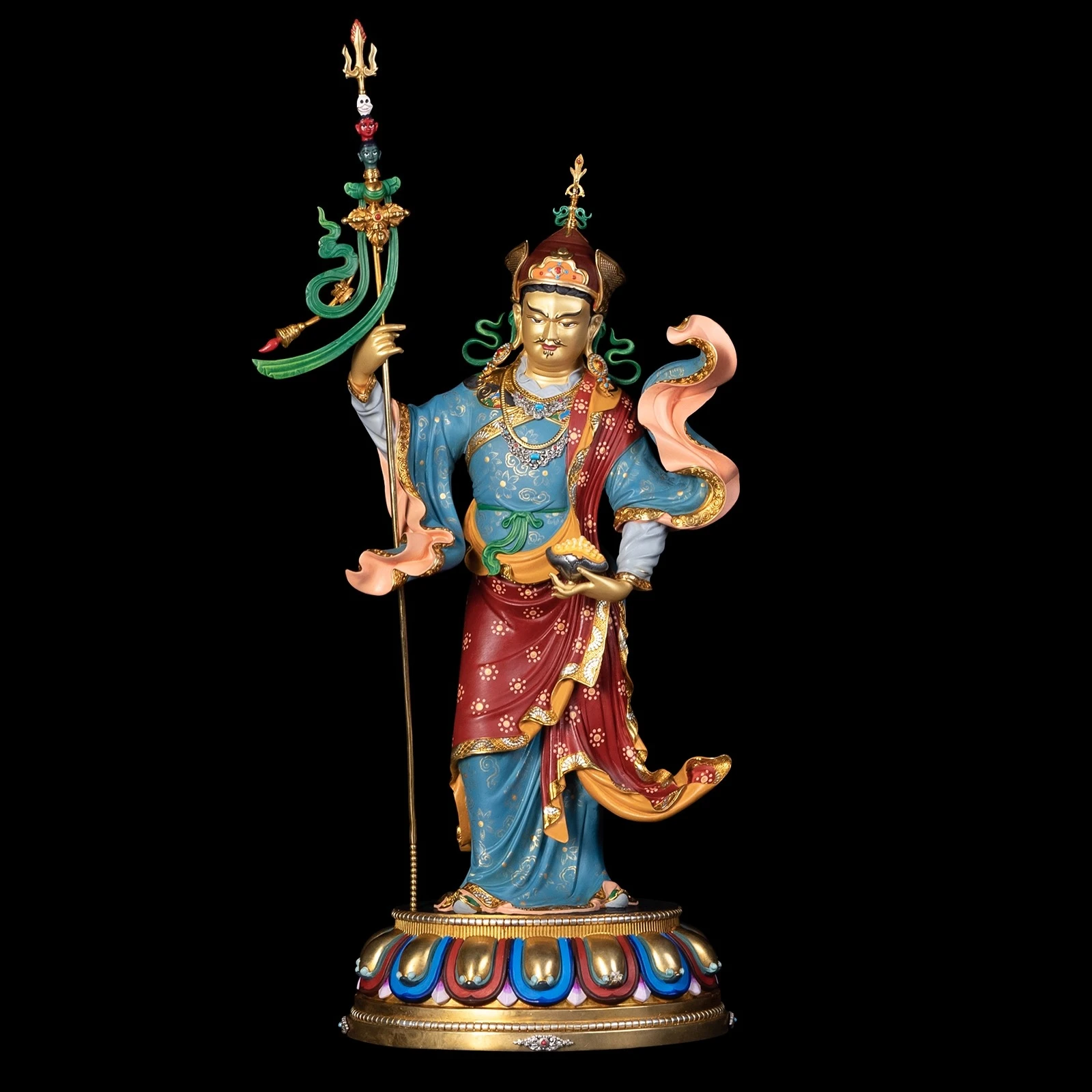 Nepal Tibet Handmade Pure Copper Tibetan Buddhist Statue Padmasambhava Lotus Master Vajrayana Sculpture