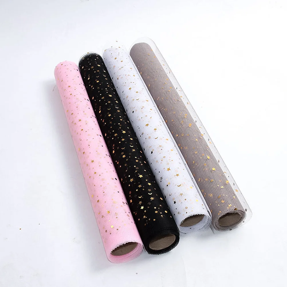 50 سنتيمتر X 5 ياردة الترتر نجوم الشاش شبكة هدية التفاف زهرة التعبئة والتغليف Diy بها بنفسك ورقة كرافت ديكور حفل زفاف عيد ميلاد الوردي