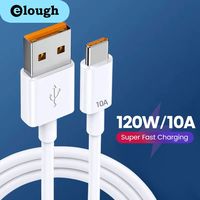 Elough 10A 120W USB Type C Super-Fast Charge Cable for Huawei P40 P30 Mate 40 Xiaomi Mi 12 Pro USB C Fast Charing Data Cord Wire