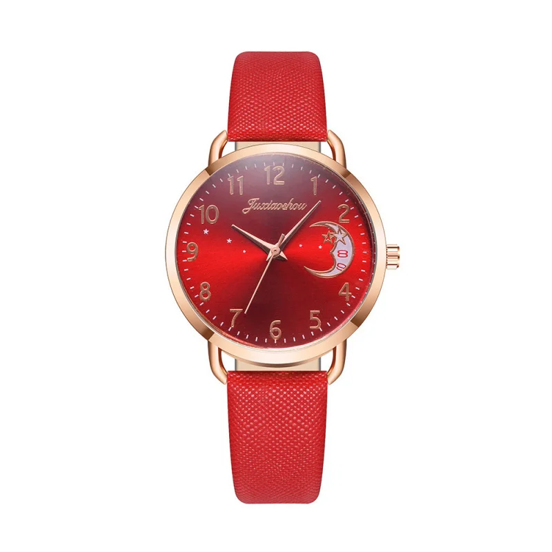 In Stock Foreign Trade New Hot Selling Product Women's Personality Quartz Watch Suit puDial with Moon Pattern with Calendar