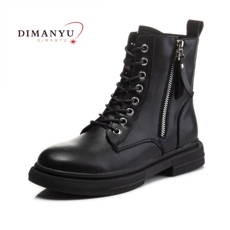 

DIMANYU Ankle Boots Female Genuine Leather 2025 New Winter Booties Women's Side Zipper British Style Plus Size Boots Women