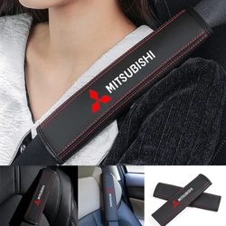 Car seat belt Nappa leather Shoulder Protector Safety Belt 2pcs For Mitsubishi Asx Lancer Outlander Pajero Ralliart Accessories