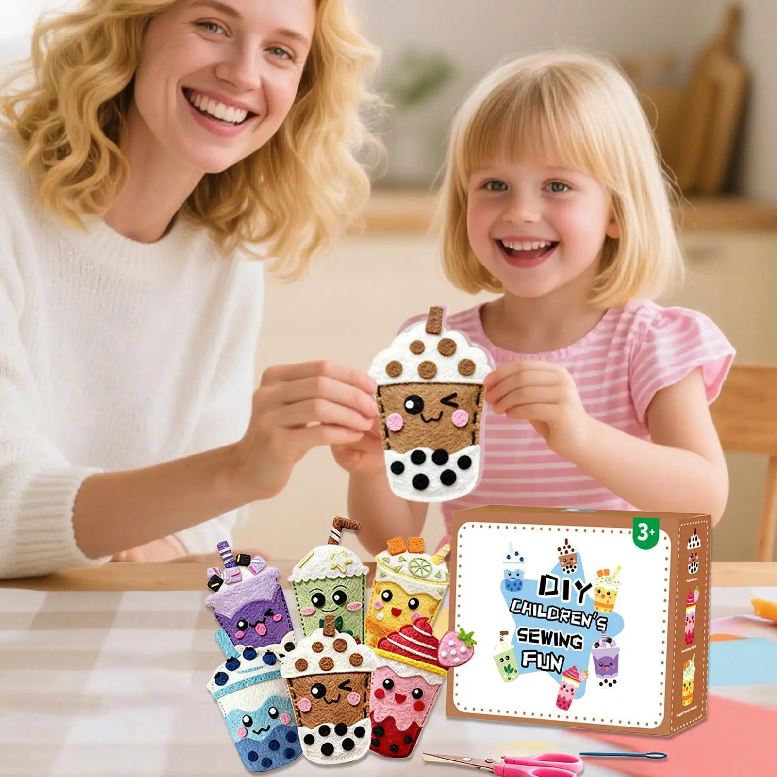 Kids Sewing Crafts Make Milk Tea Purse Charm Girls Sewing Kit For Art Project Doll Making Home School Activity Play Art Project