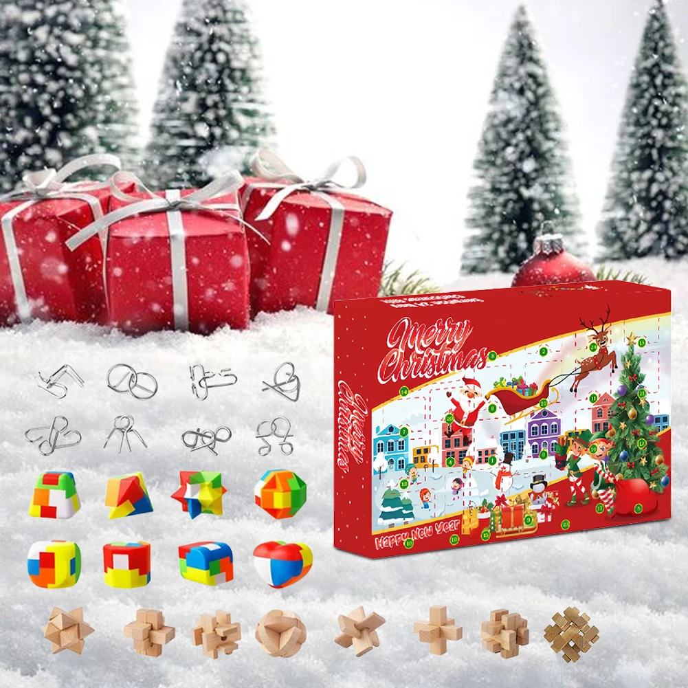 Advent Calendar 2024 Brain Teaser Puzzles Fun Challenges Toys Christmas Advent Calendar Xmas Gifts for Boys Girls Teens Adults