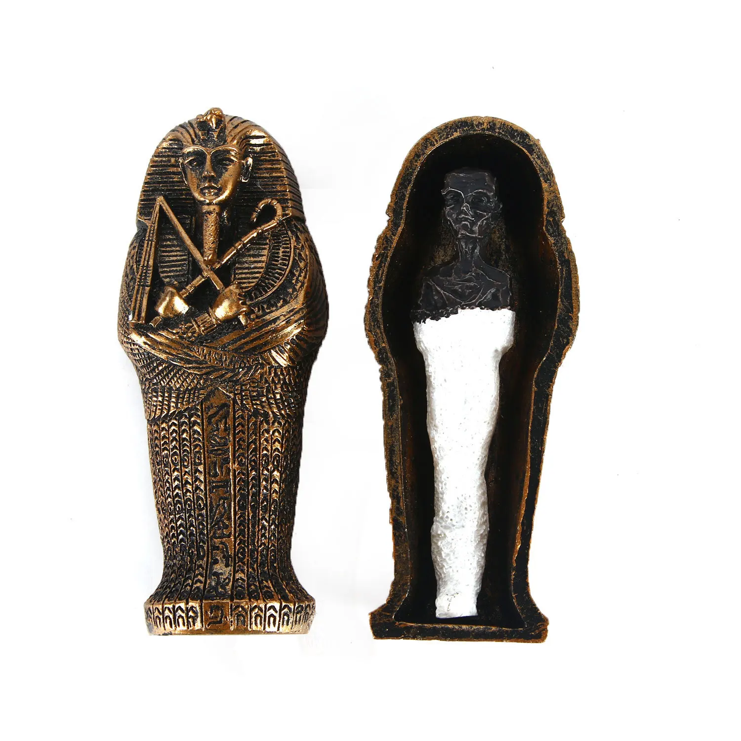 

Ancient Egyptian Pharaoh Cleopatra Mummy Dried Corpse Coffin Pyramid of Khufu Prop Resin Statue Flower Pots Aquarium Landscaping