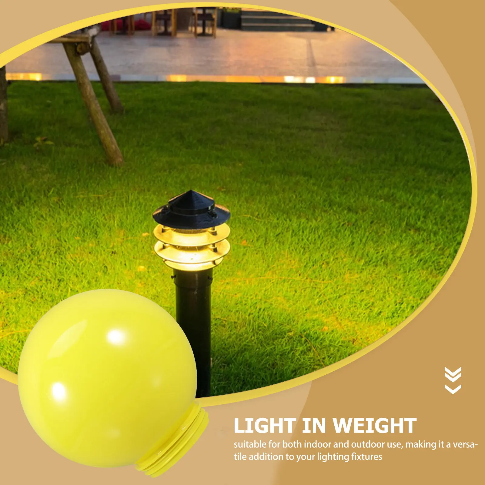 Yellow Round Globe Lamp Shade Acrylic Outdoor Garden Patio Yard Post Light Fixture Replacement Ball Lampshade Lamp Fitting