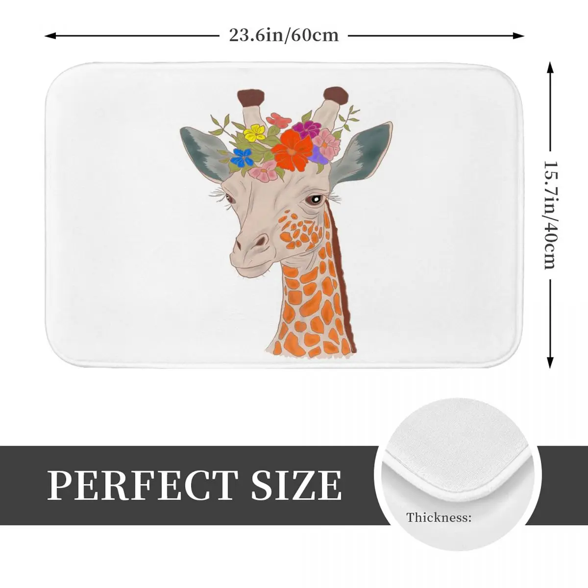 Giraffe With Flowers Anti-slip Doormat Floor Mat Washable Carpet Rug for Kitchen Entrance Home Living room Footpad Mats