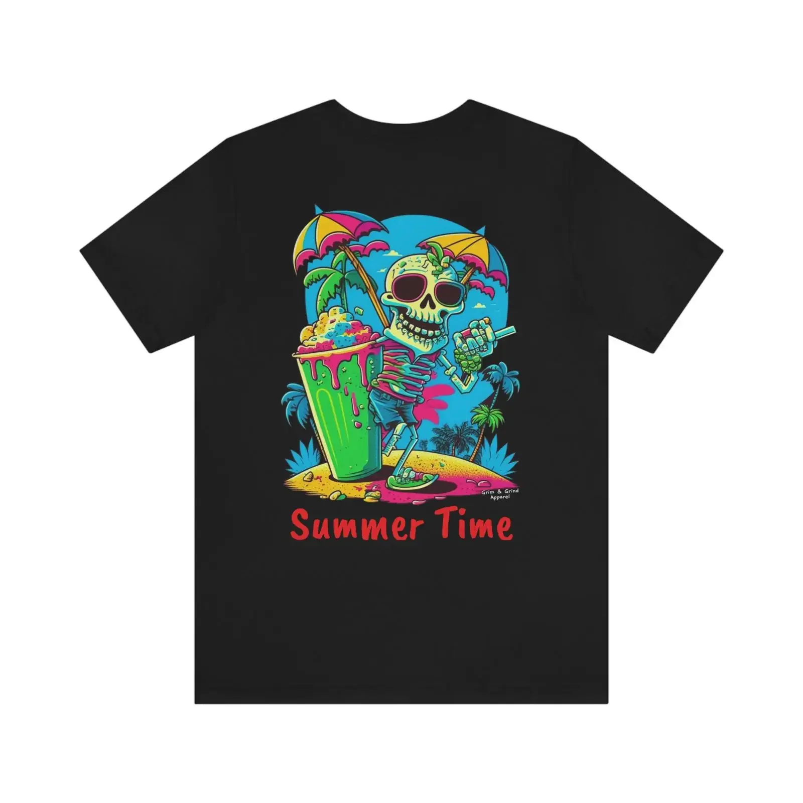 Summer Time Skeleton Drinking on The Beach T Shirt Party  vintage Washed Unisex Comfortable designer clothes Breathable Stylish