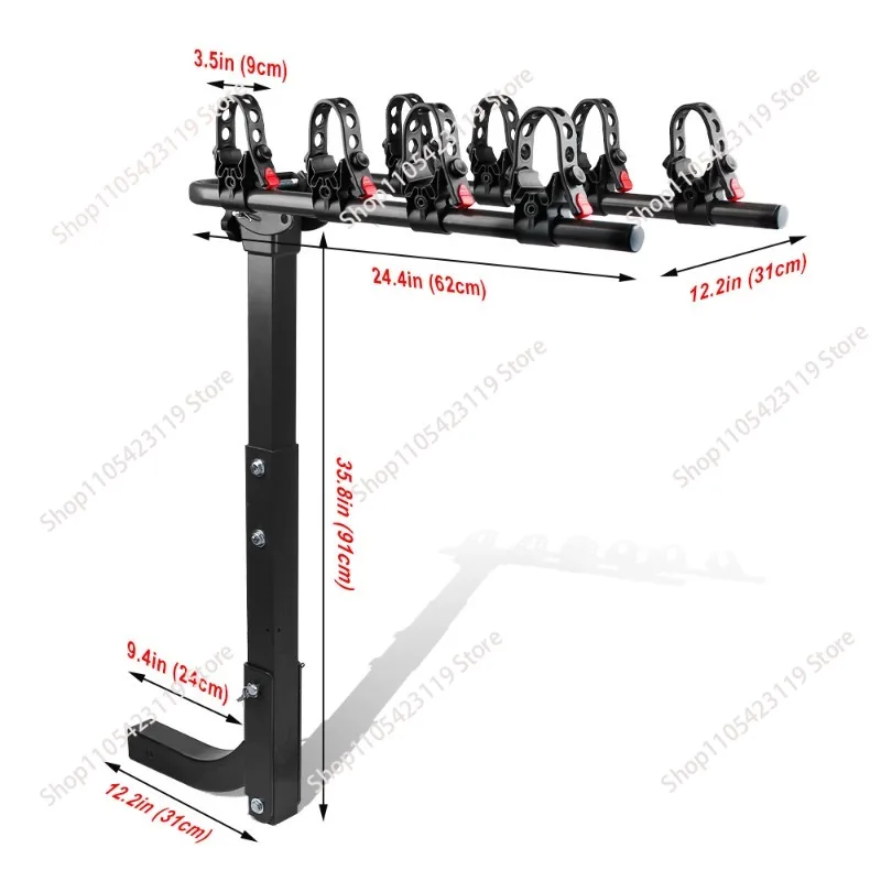 3-Bicycle Rack 2-Inch Receiver Trailer Hitch Bike Carrier for Cars Trucks SUVs Vans RVs Auto Accessories