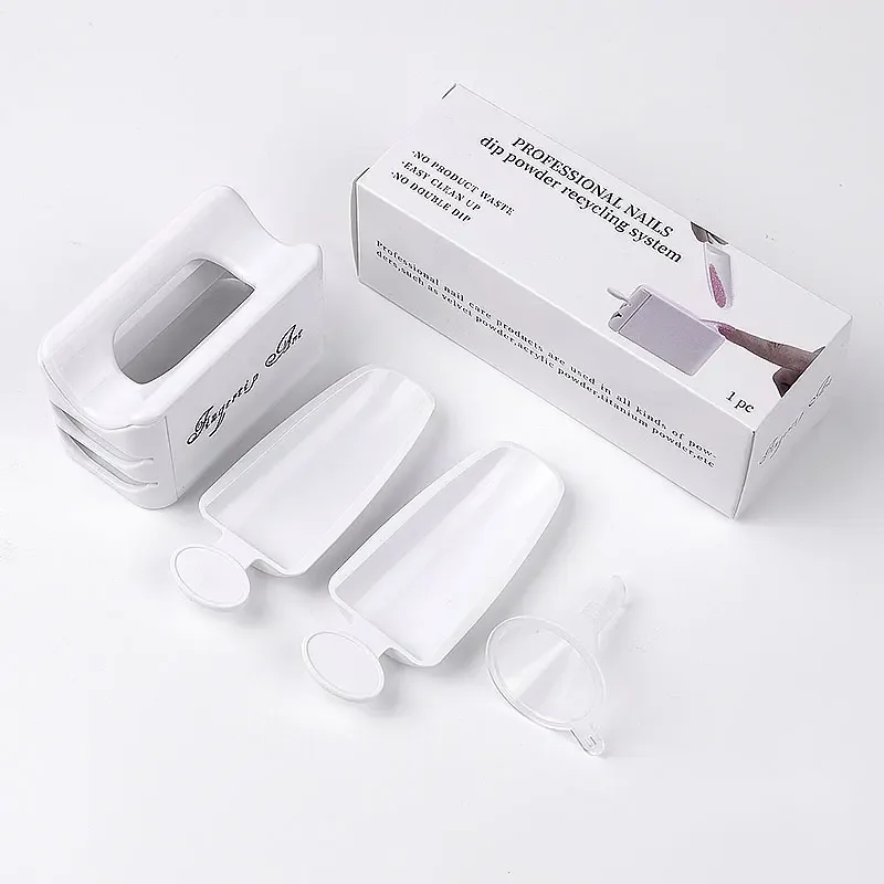 French Portable Recovery Box For Nail Glitter Powder Container Recycling Dipping Powder Dust Tray Nail Art Caviar Sequin Storage