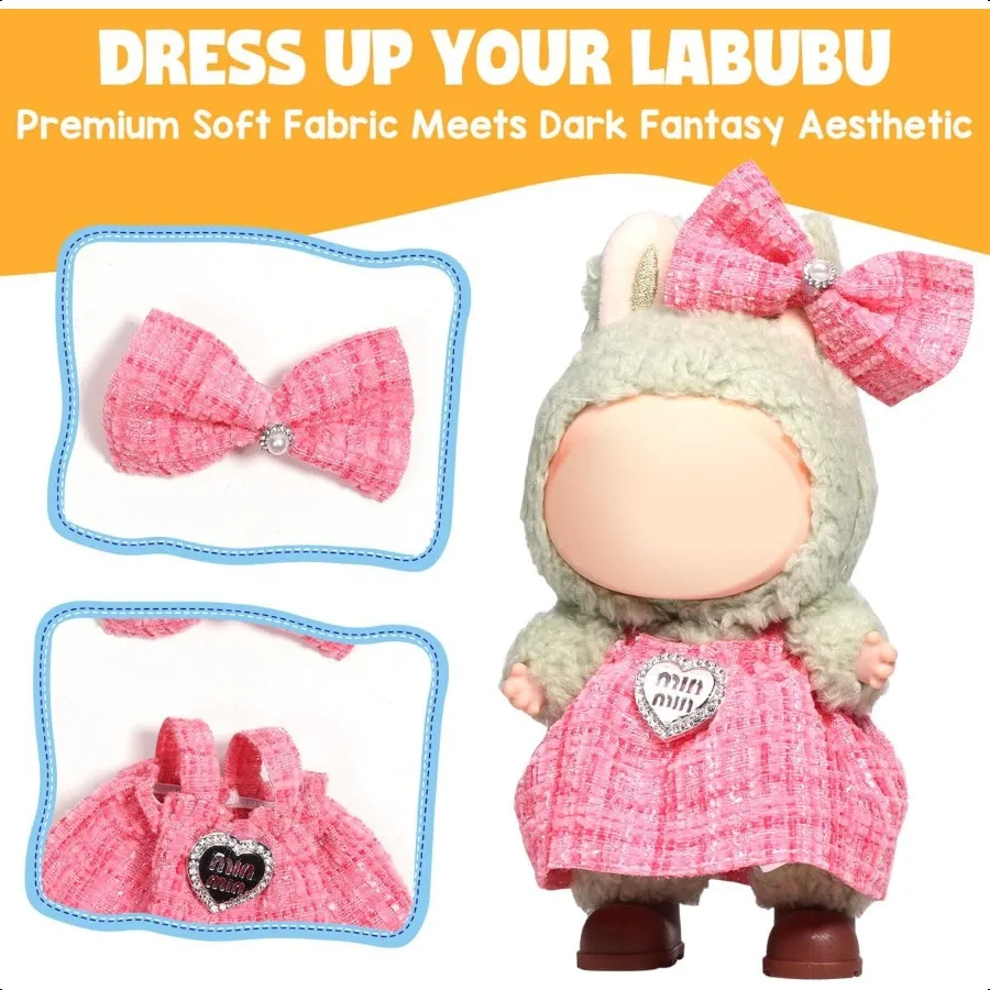 ラブブ服デザイナー用AICase、ラブブ衣装用服セット、17cmラブブ人形用2ピースセット、プレミアムラグジュアリーシックDr Clothi