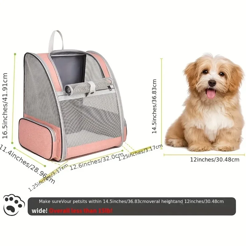 Pet Cat Carrier Backpack Breathable Portable Travel backpack for cat and dog With Anti Breakaway Belt Three-door design