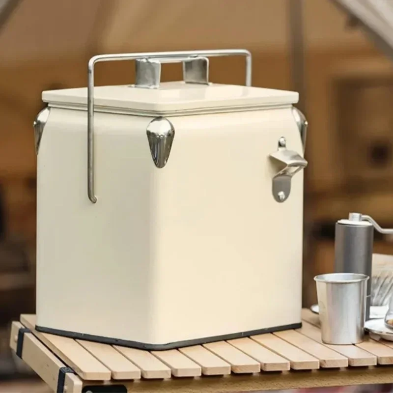 Outdoor Vintage Cooler Box 13 Liter Portable Car Fridge Freezer, for Camping Campervan, Vehicle, Truck, Travel, Pinic