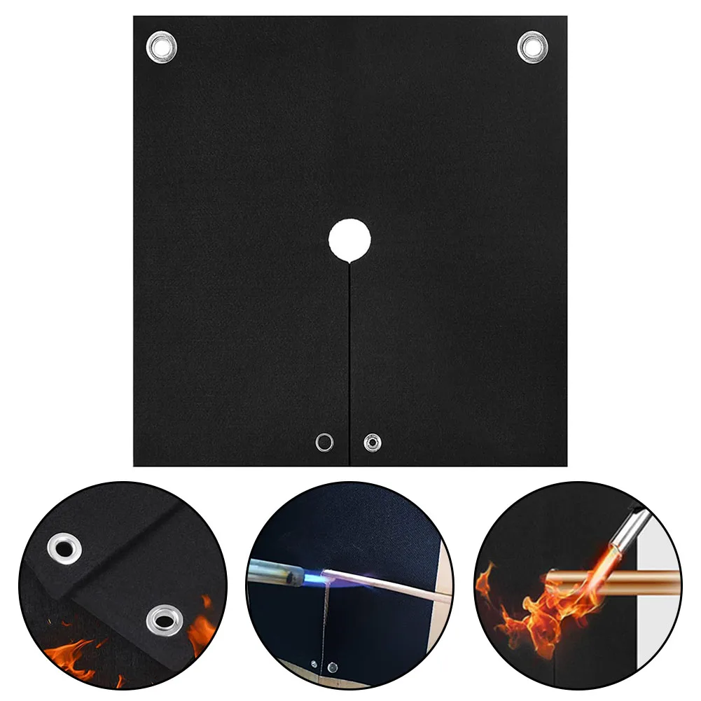 1pcs Welding Blanket Heat Shield Mat Heavy Duty Carbon Felt Cut-out Opening Mat For Soldering Copper Pipe Flame Protector Pad