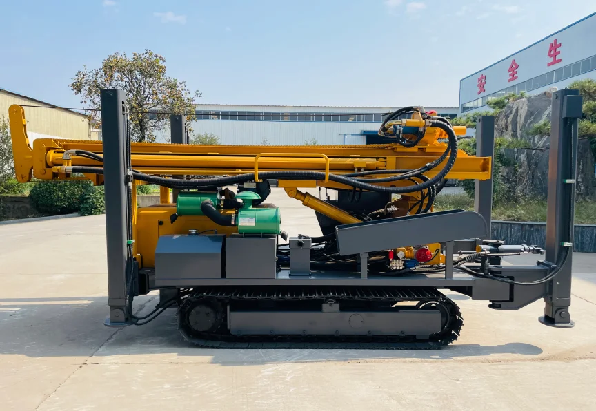 Diesel Engine Drill Rig 200m 300m 400m 500m 600m Water Air Dual Purpose Rig Down The Hole Hammer