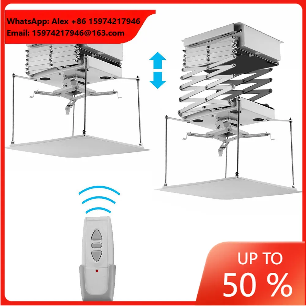 SLJ Remote Control Motorized Electronic Projector Lift Ceiling Mount With Adjustable Height Beamer Elevator Ceiling Bracket