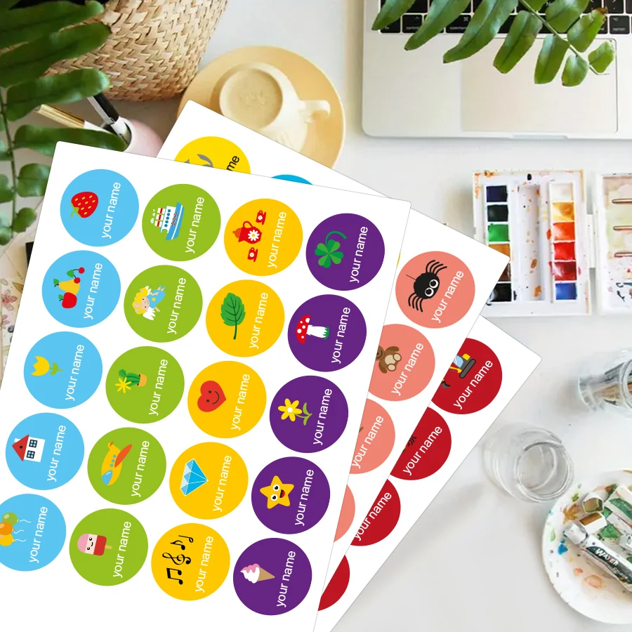 ملصقات مقاومة للماء للأطفال اللطيفة - ملصقات أسماء مخصصة لزجاجات المياه وحقائب الظهر |   اللوازم المدرسية ومعدات السفر