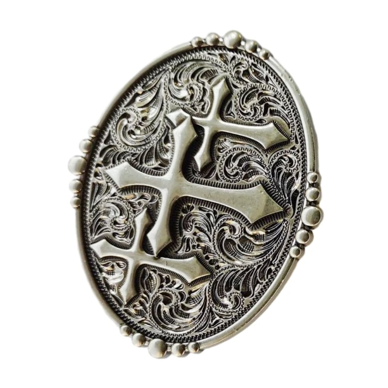 Vintage Carved Pattern Belt Buckle Replacing Components Easy to Use Heavy Rock Belt Buckle for Adult