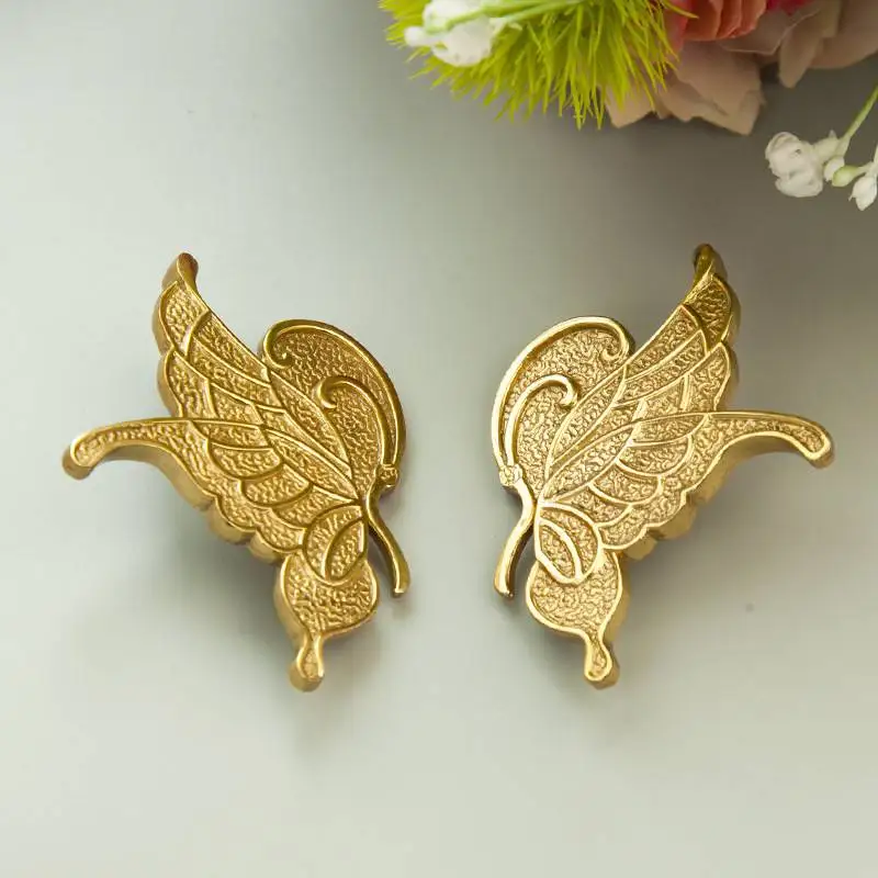 Exquisite 4Pairs Solid Brass Butterfly Furniture Pulls Handles Drawer Knobs Cupboard Wardrobe Closet Dresser Wine Cabinet Pulls