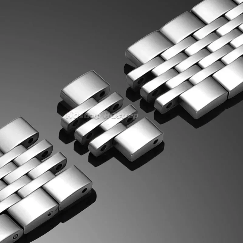 스테인리스강 세븐 비드 시계 스트랩, 금속 밴드, 솔리드 나비 버클 팔찌, 범용 손목 밴드, 18mm, 20mm, 22mm