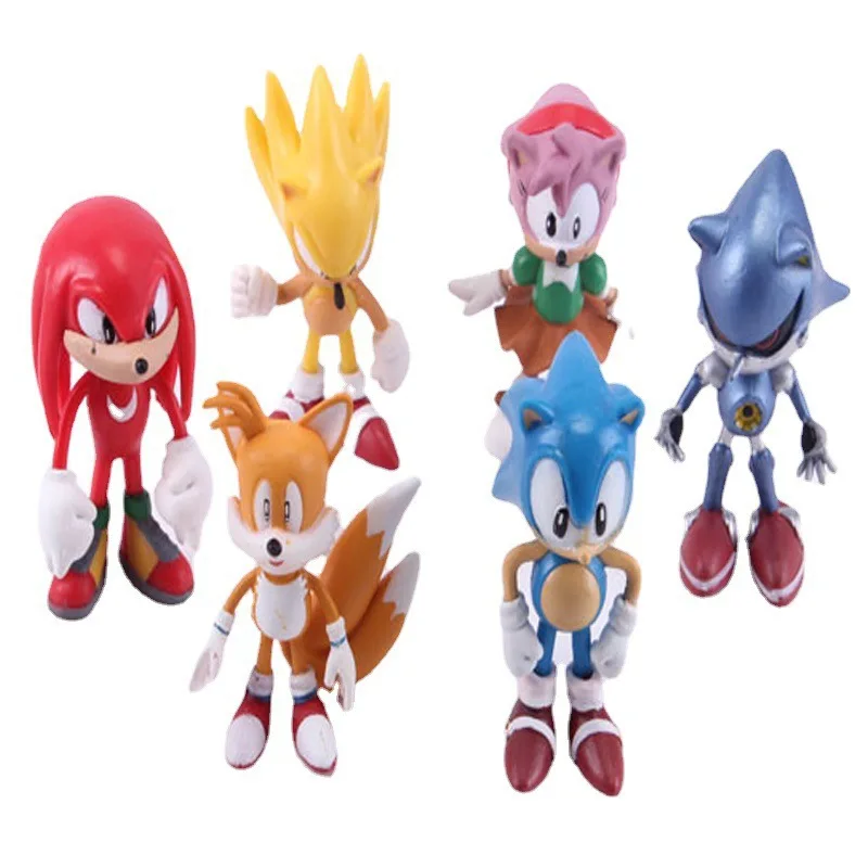 Set Mini Leuke 6 stks Sonic PVC Karakter Speelgoed Egel Schaduw Staart Figuur Model Poppen Kinderen Dier Speelgoed Verjaardagscadeau 6-7 cm