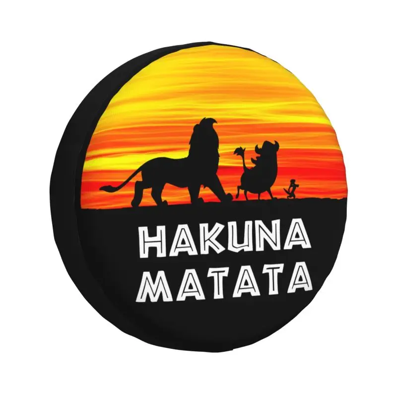 Custom Hakuna Matata Spare Tire Cover for Jeep Pajero Funny Timon Pumba SUV RV 4WD Car Wheel Protectors Accessories 14\