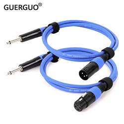 XLR Female/Male To 6.3MM Jack Mono Mic Cord For SHURE MV7 MV 7 SM7B SM 7B Dynamic Microphone Cable Audio Mixer PA AMP Speaker