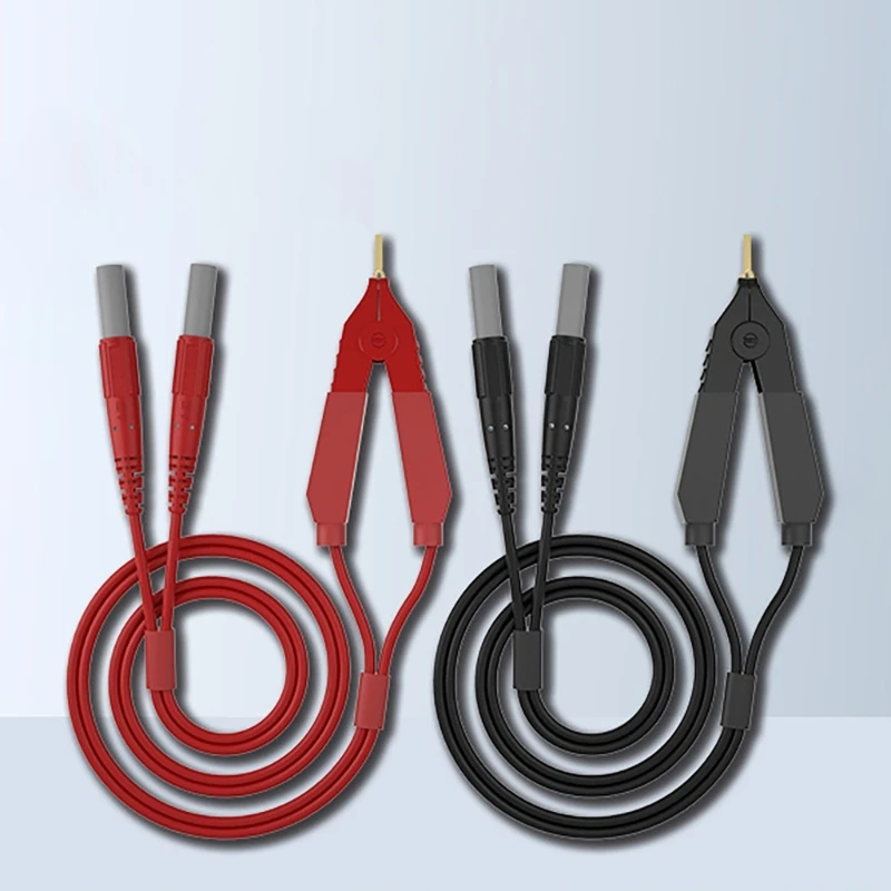 2 Pack Flexible Low Resistance Four Wire Test Leads for Precise Electrical Measurements in Electronics and Power Systems