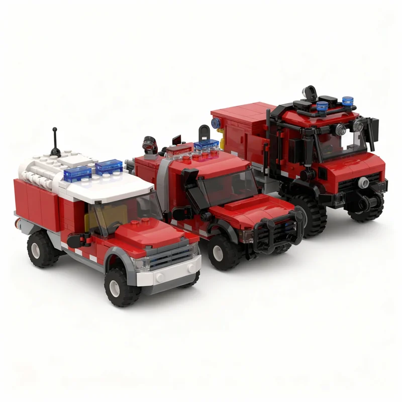 804PCS MOC Creative Model Arduous Strike Team Bundle Build Your Own Firefighting Fleet Building Blocks DIY Assembly Gift Display