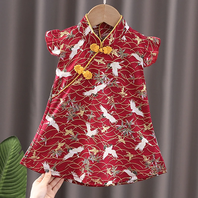 Kind Mädchen Kleid Cheong sam chinesischen Stil Mode Geburtstags feier tragen Teen Schwestern Kinder Kleidung Baby Mädchen Prinzessin Kleid a541