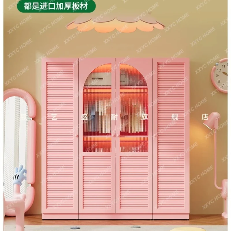 X-S New medieval style children's wardrobe bedroom household strong small apartment room durable iron sheet HG