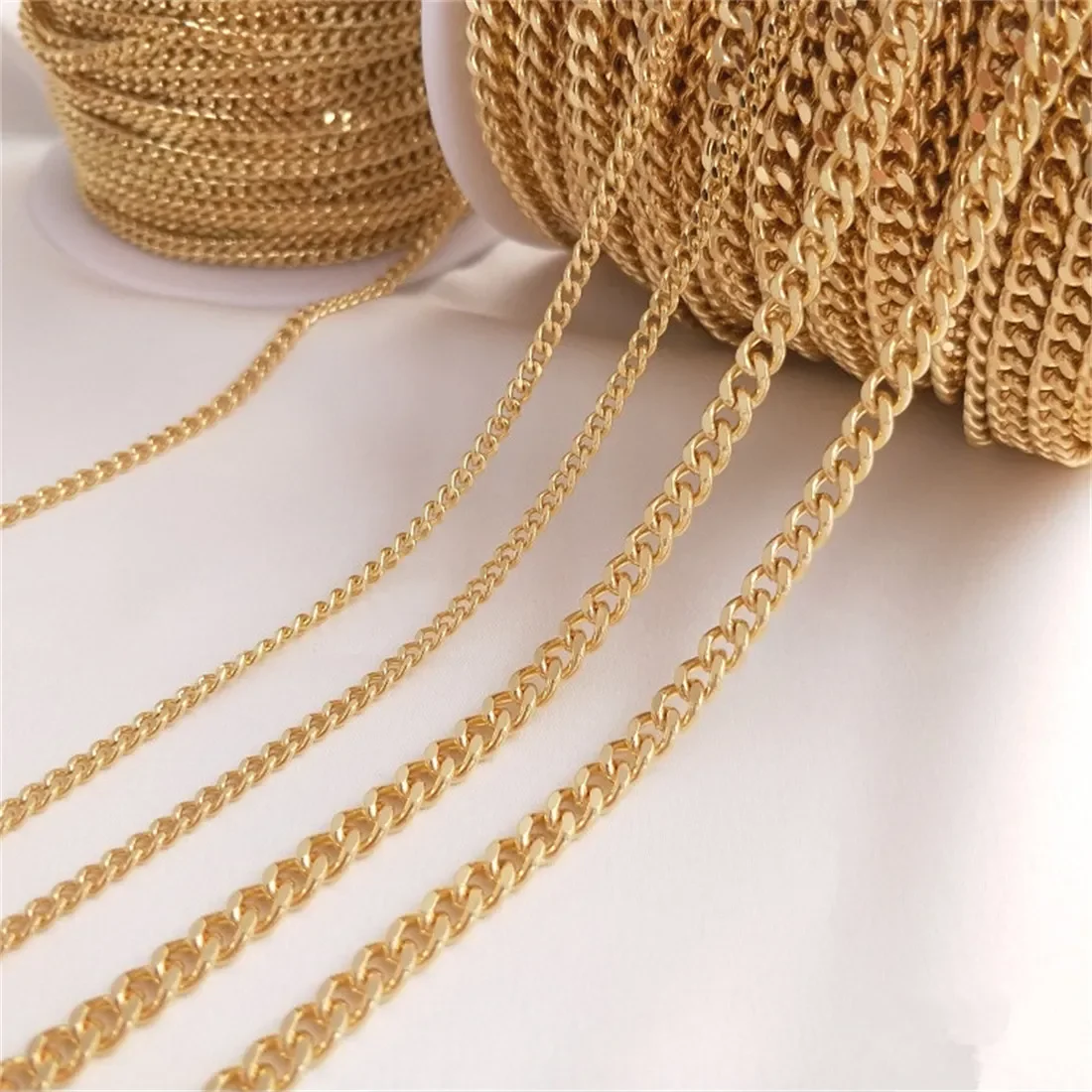 

Korean Copper Chain 14K Gold-filled Flash Grinding Chain DIY Handmade Loose Chain Necklace Bracelet Jewelry Chain Accessories